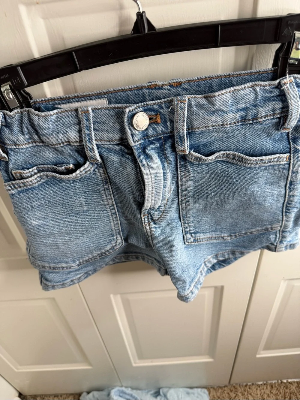 Zara Light Blue Denim Kids' Shorts with Front Patch Pockets